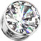 Piercingfaktor Ohr Plug Edelstahl Flesh Tunnel Piercing Ohrpiercing Schraub Schraubverschluß mit großen klaren Kristall Stein 12mm Silber Clear