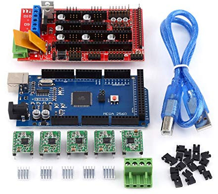 RepRap Shield, 3D-Drucker RAMPS 1.4 Controller + Board für R3 + A4988 mit Kühlkörper USB Calbe Jumper Kit