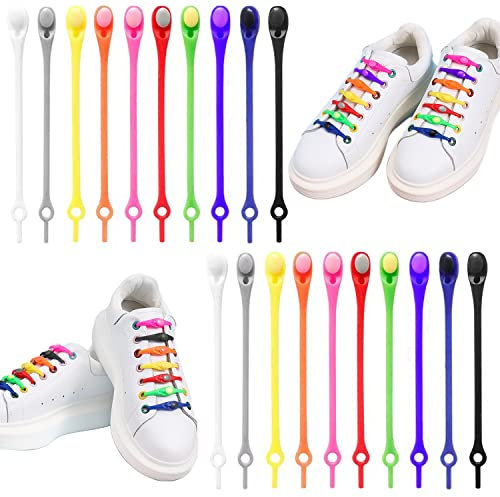 Kyduu 100 Stück Elastische Gummi Schnürsenkel Faule ohne Binden, Elastische Silikon Schnürsenke, Runde Silikon Schuhbänder für Kinder und Erwachsene
