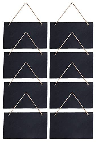 Navaris 8X Schiefertafel zum Aufhängen horizontal - 25x15cm Schiefer Kreidetafel Set klein - Tafel Schieferplatte zum Beschriften - Wand Notiztafel