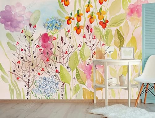 Carta Da Parati 3D Foglie Di Acquerello Di Fiori Dipinti A Mano Murale In Tessuto Non Tessuto Soggiorno Camera Da Letto Murale Decorazione Murale Taglia Personalizzata