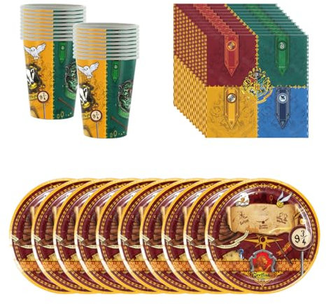 BlinBlin Magic Wizard Tableware Suitable for Hary Pot, Magical Theme Party Dinnerware, Plates Napkins, Wizard Theme Supplies, Serves 20 Guests