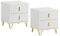 SoBuy Nachttisch 2er Set, Nachtschrank mit 2 Schubladen, Moderner Beistelltisch für Schlafzimmer, Weiß B40 x T40 x H47 cm FBT115-Wx2