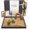 Island Falls Home Kit de jardín zen del desierto. Decoración de cactus para el hogar. Bandeja de arena de 11 x 8 pulgadas. 4 características artificiales del desierto, arena marrón, 3 herramientas de