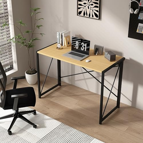 mcc direct Faltbarer Schreibtisch, Arbeitsplatz, faltbarer Computertisch für Büro, Zuhause, Arbeitszimmer, Schreibtisch, ohne Montage, Miami (Natur, 80 cm)