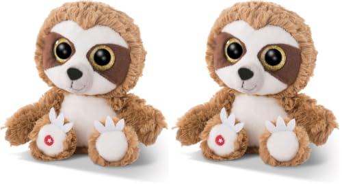 NICI 46616 Glubschis Kuscheltier Faultier Heywood 15cm, Flauschiges Plüschtier mit großen Glitzeraugen, süßes Stofftier für Kinder und Kuscheltierliebhaber (Packung mit 2)