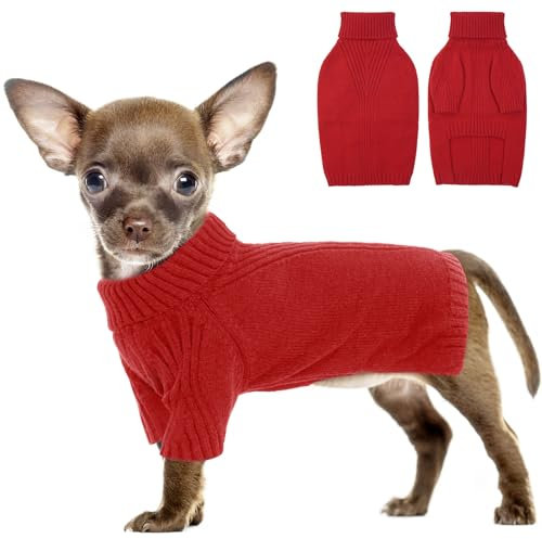 IECOii Hundepullover,Sweater für Hunde,Hundepullover für Kleine Mittelgroße große Hunde,Warmer Rollkragen Hunde Pullover,Winter Hundebekleidung for Katzen,Chihuahua,Französische Bulldogge,Labrador