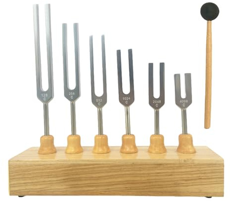 Stimmgabel-Sets, Schalltherapie-Vibrations-Hilfsmittel für Schmerzlinderung, Heilung, Chakra, Reduzieren Sie Stress Angst, C128/C256/C512/C1024/C2048/C4096(Sätze von 6)
