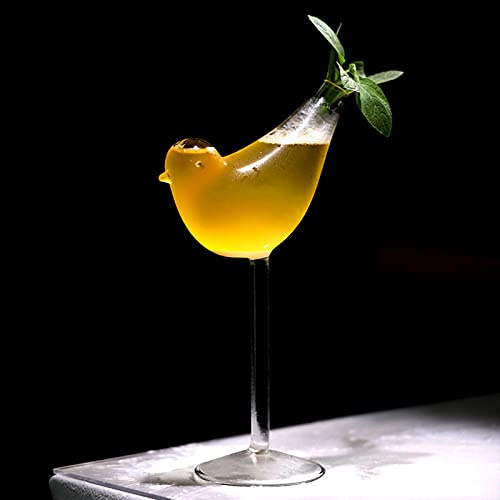 NLDGR 2er-Set Glasbecher-Cocktailglas, Vogelglas, Klare Weingläser, Kelch-Getränkeglas, Vogel-Martini-Gläser, Einzigartige Weingläser(#1)
