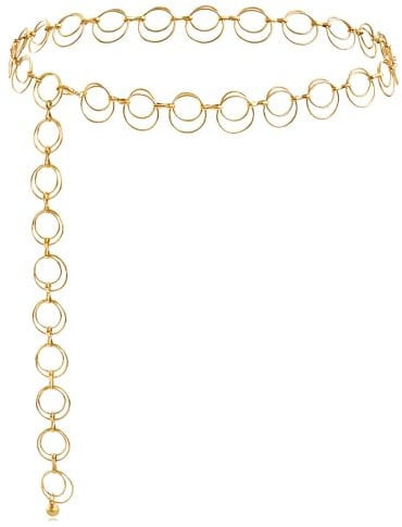 YNR 120cm/47inch Gold Chain Belts for Women Girls,Metal O-ring Chain Waist Belts,Adjustable Metal Link Body Belly Waist Chain,Chain Belt for Dress Pants Coat Jeans