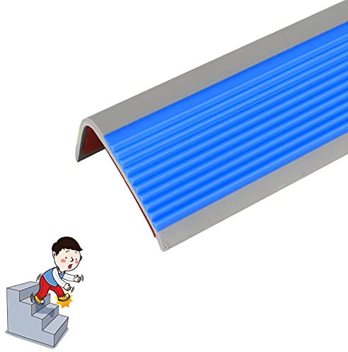 IGTOPS Stufenkantenprofil, PVC Treppen-Kantenschutz, Treppenschutzstreifen, Blau, 1/4M, L-förmig