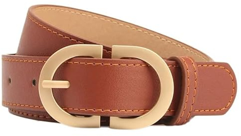 HANGSU Damen Ledergürtel für Jeans Hosen Ledergürtel Damengürtel mit goldener Schnalle, camel, 105 cm
