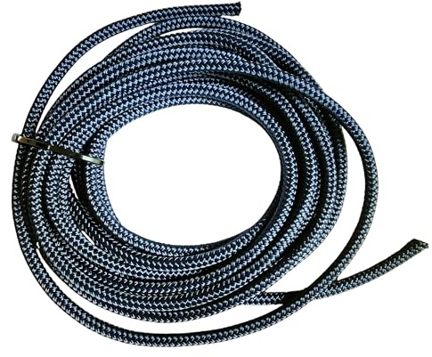 Corde à voile en polyester tressé double 6 mm de qualité marine (bleu marine, 5 mètres)