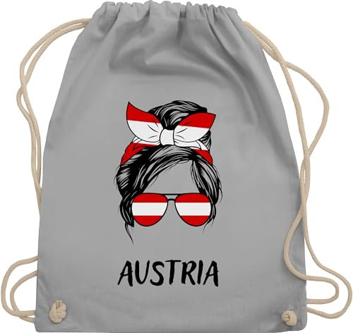 Turnbeutel Rucksack - Fußball EM WM - Taschen - Cooles Österreich Motiv Austria Style - Unisize - Hellgrau - fußball-em fanartikel europameisterschaft österreich tasche fussball 2024 fu ball