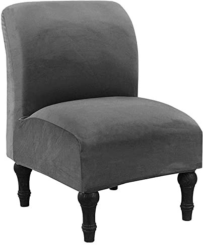 Mswborml Samt Sesselhusse Stretch Sessel Ohne Armlehne, Abnehmbarer Sesselbezug Cocktailsessel Ohne Armlehne, Universal Sofabezug Ohne Armlehnen 1 Sitzer, Luxus Hussen für Cocktailsessel,Dark Gray