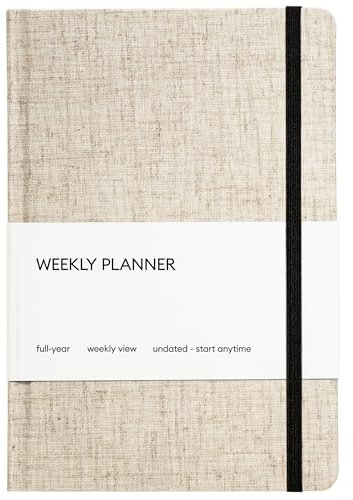 Kunitsa Co. Undatierter Planer – Hardcover, mit Gewohnheitstracker & Zielsetzung – Wochenplaner, ganzes Jahr (Hafer)