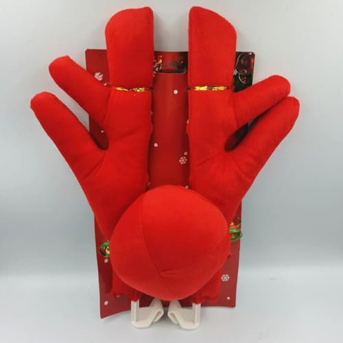 TgGreat Weihnachten Rentier Auto Für KIA K4 2014-2023 2024 2025, Weihnachten Auto Rentier Set, Rentiergeweihe Auto Weihnachtsdeko, Rentier Auto Kit, Auto Deko Weihnachts-Geweih,A-Red