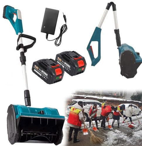 RayGenius Wireless Snow Shovel, Electric Manual Push Snow Sweeper with 32 Cm Width Snow Shovel, Retractable Handle, for School Roads, Driveway Clearing.,1Xbattery
