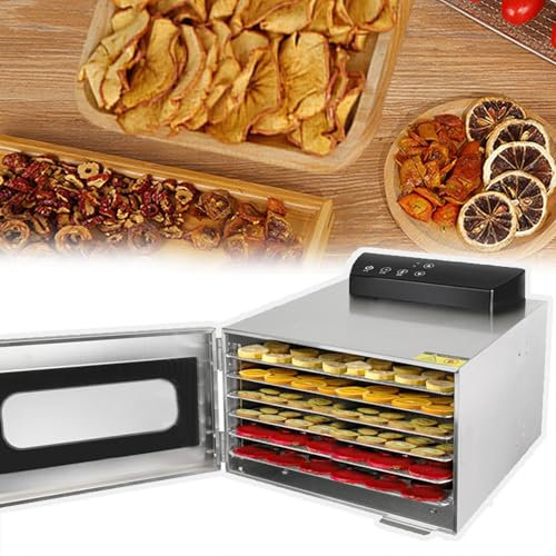 HEGGMKK 6 Layers food dehydrator, Dehydration Dryer(400W), Timer: 0-24h+Drying: 30 Minutes/time, Temperature Control Range: 35-90 ° C+touch Panel, for Fruit, Herb,A