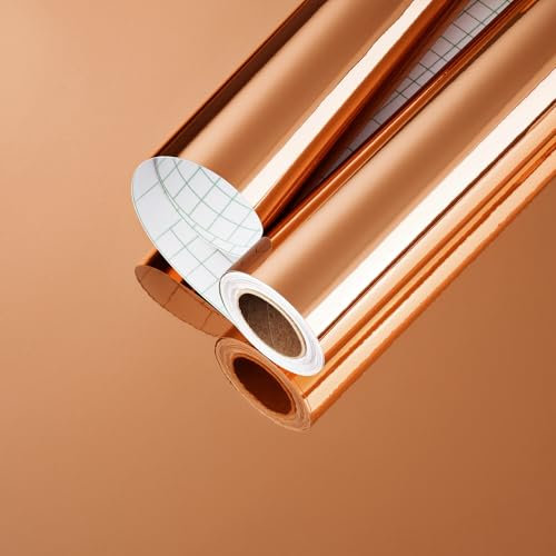 Yullpaper Papier Peint Autocollant Or Rose Rouleau Miroir Adhesif Decoratif Pour Meuble Film Autocollant Meuble Miroir Autocollant Miroir Adhésif Or Papier Peint Adhesif Mural Cuisine 40cm x 300cm