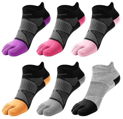 Daelesr 6 Paires Chaussette Running Femme 35-42, Chaussette Doigt de Pied Femme, Chaussettes Sport Antidérapantes pour Gym Randonnée