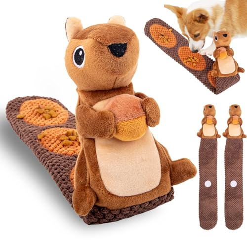 Eichhörnchen Hundespielzeug,Intelligenzspielzeug für Hunde,Quietschend Welpenspielzeug,Interaktives Hundespielzeug,Schnüffelspielzeug Hund,Puzzle Toys for Dogs,Herbst Hund Plüsch Kauspielzeug
