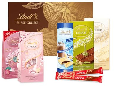 Lindt Schokolade Süsse Grüsse Sommerbox | Geschenkset 0,650 KG | Teilen und Verschenken | Mischung aus verschiedenen Klassikern | Schokoladengeschenk | Pralinengeschenk