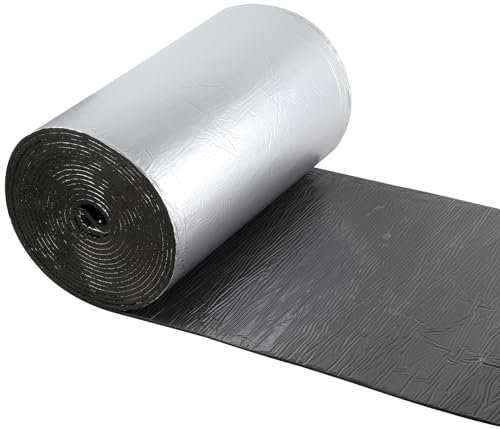 Putentfun 5mm Thick Self Adhesive Reflective Aluminium Foam Insulation, Camper Van Insulation, Closed Cell Foam Thermal Soundproof, Heat Reflector & Radiant Barrier, 2 Roll x 25cm x 10m(5㎡)
