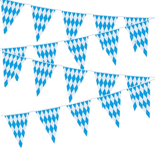 EUYKQNOI Oktoberfest Deko bayrische deko bayrische deko oktoberfest deko banner Oktoberfest Wimpelkette Bayerische Deko,20 x 30cm,10m Bayerisch Wiesn Blau/Weiß Dreieck Banner,Oktoberfest Girlande Wimp