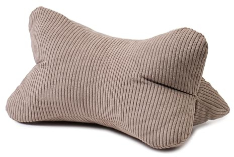 Gözze - Leseknochen Capri, Nackenkissen in Feincord-Optik, Lese- und Relaxkissen für Nacken und Rücken, 40 x 25 cm - Taupe