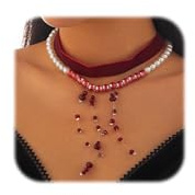 Halskette mit blutenden Perlen für Frauen – tropfendes Blut Vampir-Halskette – gruselige Perlenkette für Halloween-Party-Schmuck, one size, Legierter Stahl, Kein Edelstein