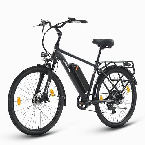 SPATIAL 26 E-Bike für Erwachsene, 7 Gang Elektrofahrrad mit Austauschbarem 36V 13Ah Akku, 25 km/h und 80–100km Reichweite E-Bike für Städtische Pendler, IP65 Wasserdicht