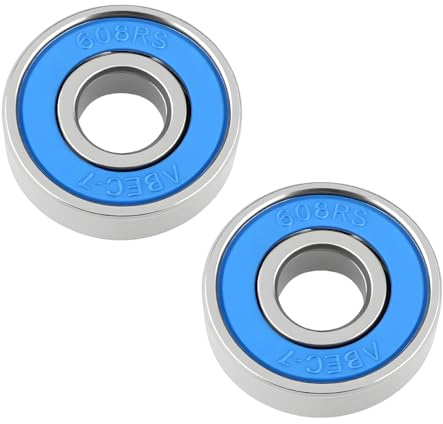 608-RS Kugellager, 2PCS Kugellager Rillenkugellager Doppelt Versiegelt | Rollenlager Skateboard Bearings, für Maschinen und Werkzeuge (8x22x7mm, ABEC-7)