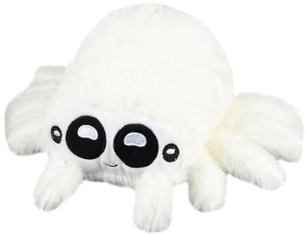 MUYAPAY Spinne Kuscheltier mit Großen Augen Kuscheltier Spinne Weich | Realistisch Spider Niedlich und Beruhigend Spiders Heimdekoration für Halloween Kinder, Erwachsene Sammler (Weiß)