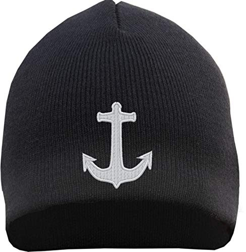 HB_Druck Anker Beanie Mütze - Bestickt - Strickmütze Wintermütze