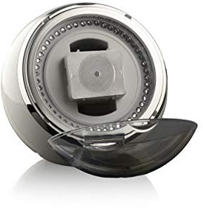 Watchwell® Uhrenbeweger Globe Shine Weiß, Zirkonia Edelsteine, Blaue LED Beleuchtung, für 1 Automatikuhr