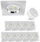 linovum LED Einbaustrahler 10er Set extra flach (36mm) - Spot eckig Edelstahl Optik gebürstet inkl. LED neutralweiß 4W 230V
