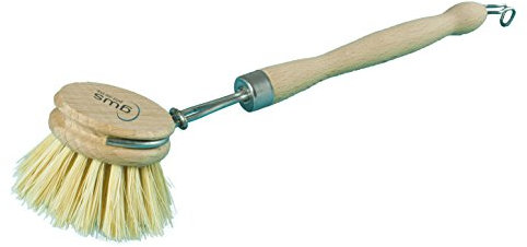 gws Spülbürste Holz Rundkopf 24cm mit austauschbarem Fibre-Besatz - Hochwertige Küchenbürste (4 Bürsten)