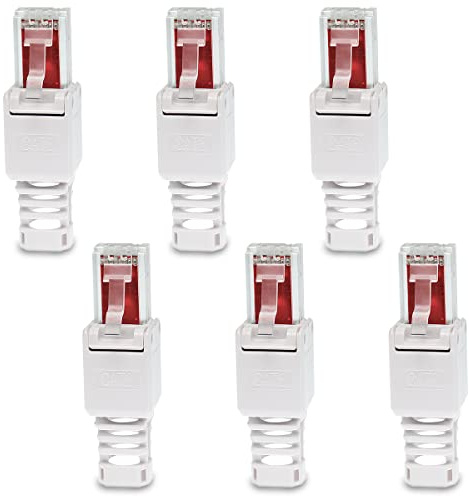 UC-Express 6x Netzwerkstecker werkzeuglos RJ45 CAT6 LAN UTP Kabel Stecker ohne Werkzeug werkzeugfrei CAT5 CAT7 Verlegekabel Patchkabel Netzwerkkabel Toolless Modular Plug Connector Crimpstecker