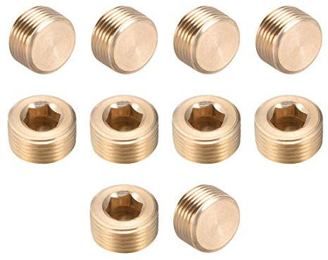 sourcing map 10Stk. Messing Rohrfitting Sechskantzähler versenkter Stecker G3/8 Rohradapter
