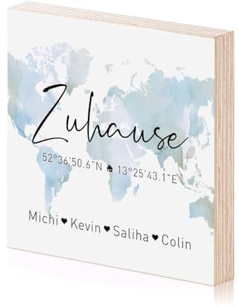 Zuhause Koordinaten Holzbild Einweihungsgeschenk zum hinstellen aufhängen als Geschenk-Idee zum Hausbau Einzug Einweihung Richtfest Wohnung Umzug Wand-Bild