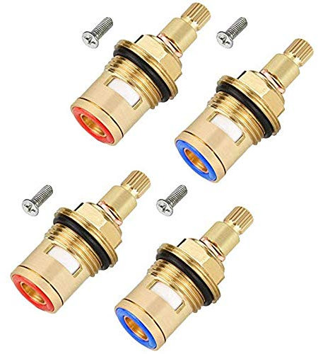 4 stück Wasserhahn Ventiloberteil, Universal Ventil Keramik Oberteil Ersatz, 1/2 Messing Scheibe Ersatz Ventile Armaturen wasserhahn kartusche 90° für Badezimmer Küche