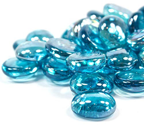 Steingrau 1kg Glasnuggets Korngröße 17-22mm Shine Petrol Irisierend