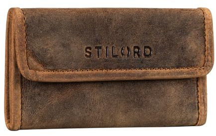 STILORD 'Bill' Pitillera Tabaco de Liar Cuero Auténtico Vintage Bolsa Tabaquera Tabaco de Liar Unisex Cierre con Imán, Color:Calais - marrón