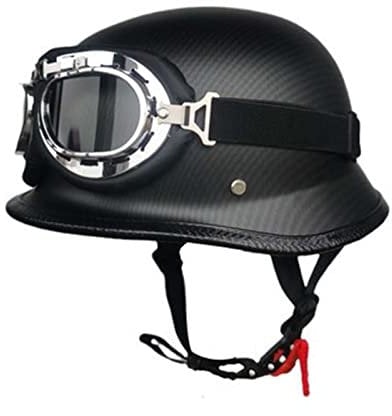 MTTKTTBD Vintage Motorradhelm Mit Fliegerbrille Wehrmacht Helm Halbhelm Jet Helm ECE-Zertifizierter Motorrad Und Powersporthelme Retro Halbschalenhelm D,M