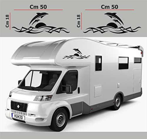 DualColorStampe Aufkleber für Wohnmobil, kompatibel mit Adria Arca Bürstner Carthago Chausson Elnagh Mclouis Caravan Motorhome Wohnwagen COD.0207 (schwarz)