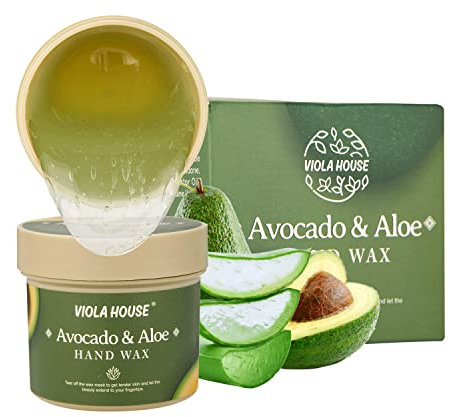 VIOLA HOUSE Maschera Per Le Mani, Peeling Hand Wax, Esfoliante per La Cura Delle Mani, Cera per Le Mani per Mani Screpolate, Secche e Invecchiate. 150g (Avocado & Aloe)