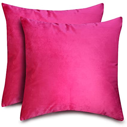 Treely Hot Pink Velvet Pillow Covers 18x18 Inch Set of 2, Luxurious New Year/Christmas Decorative Throw Pillow Covers, Soft Cushion Case for Living Room Bedroom Couch Sofa