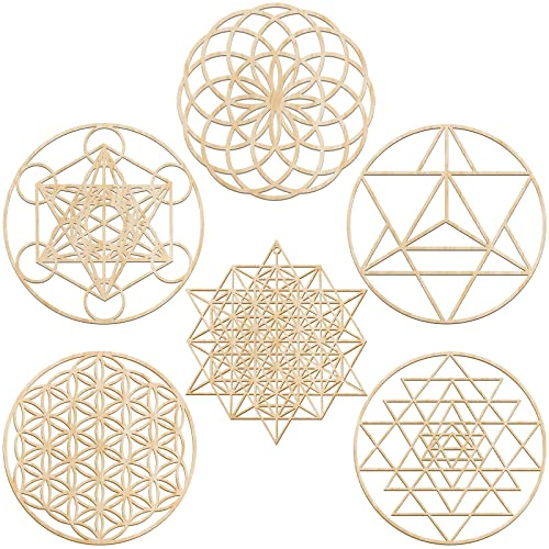 Wandkunst-Set aus Holz, 30,5 cm, heilige Geometrie, Zen-Metatron-Würfel, Heimdekoration, Sri Yantra, Merkaba, Torus, Blume des Lebens, Wandbehang, Skulptur, Holz-Kristallgitter, heidnische Dekoration,