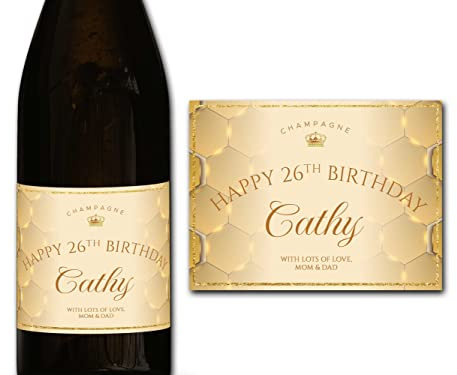 forefrontdesigns Personalised Champagne Bottle Label - Custom Champagne Label Bottle Sticker, Perfect for Weddings, Anniversaries, Birthdays & Gifts - Premium Customisable Prosecco Sticker